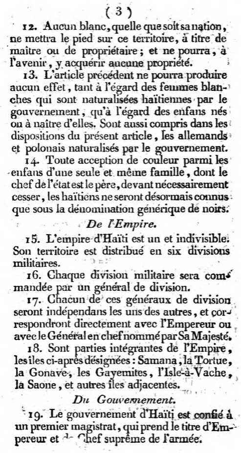 Extract from the 1805 Constitution of Haiti