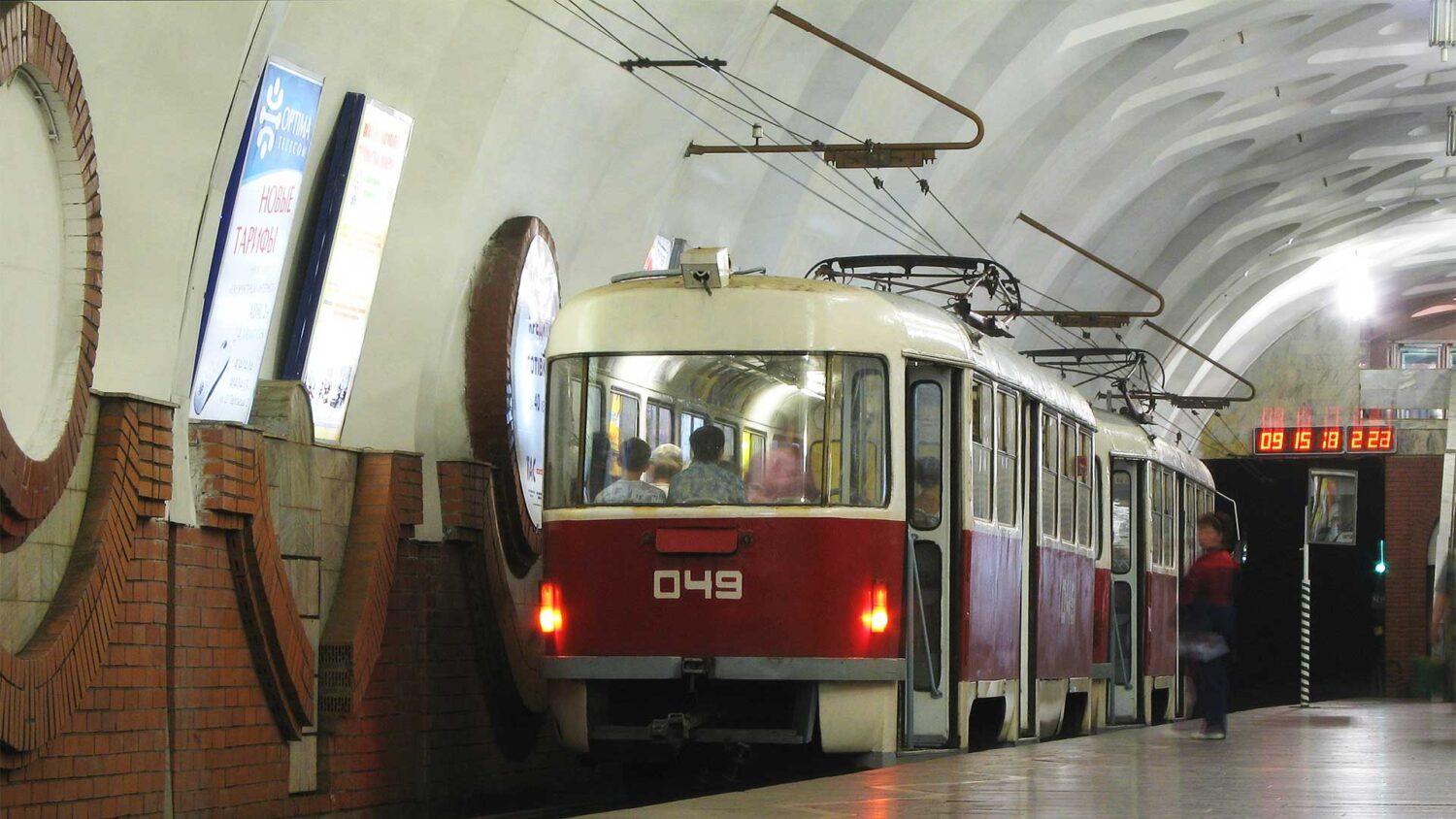 A Tatra T3 tram on the The Kryvyi Rih Metro